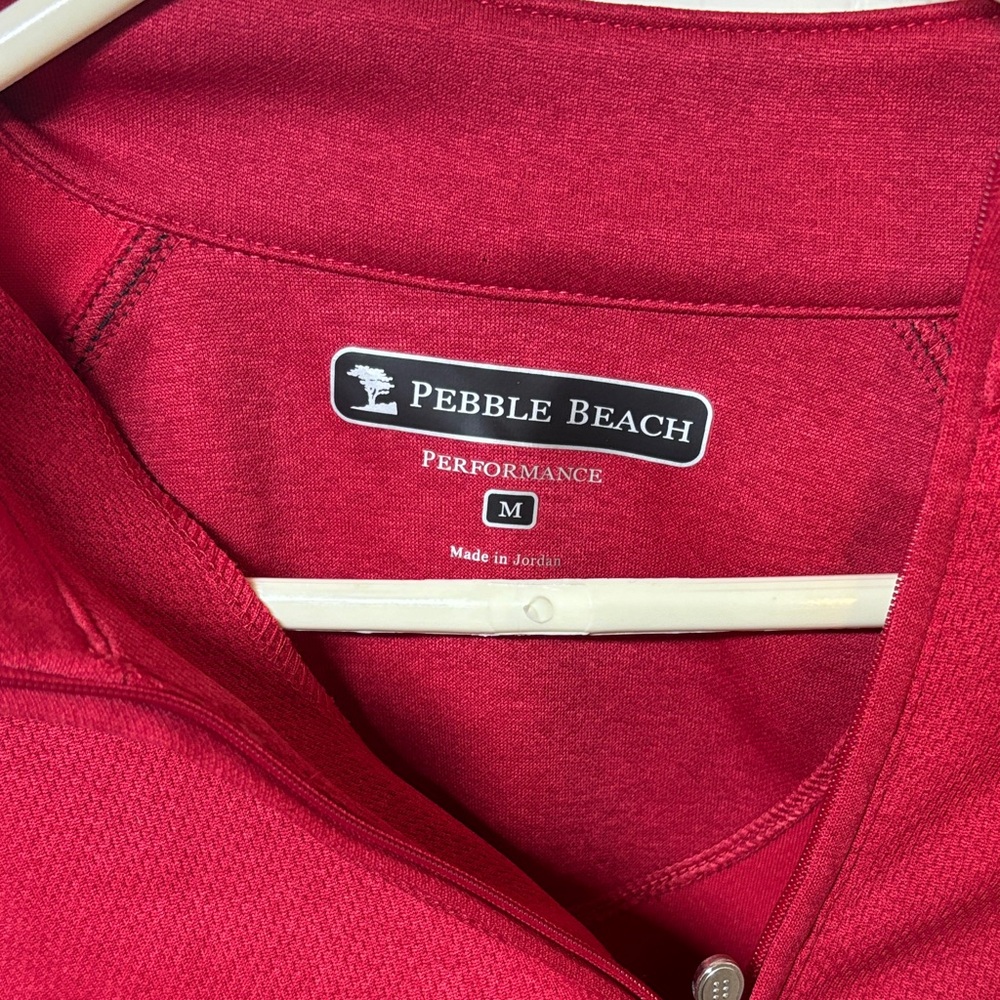 Pebble Beach Men's Raspberry Red Quarter-Zip Sweater - Picture 3 of 9